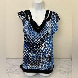 PerSeption Concept Women's Blue Sz 1X Top Shirt Long Cold Shoulder Sleeve​